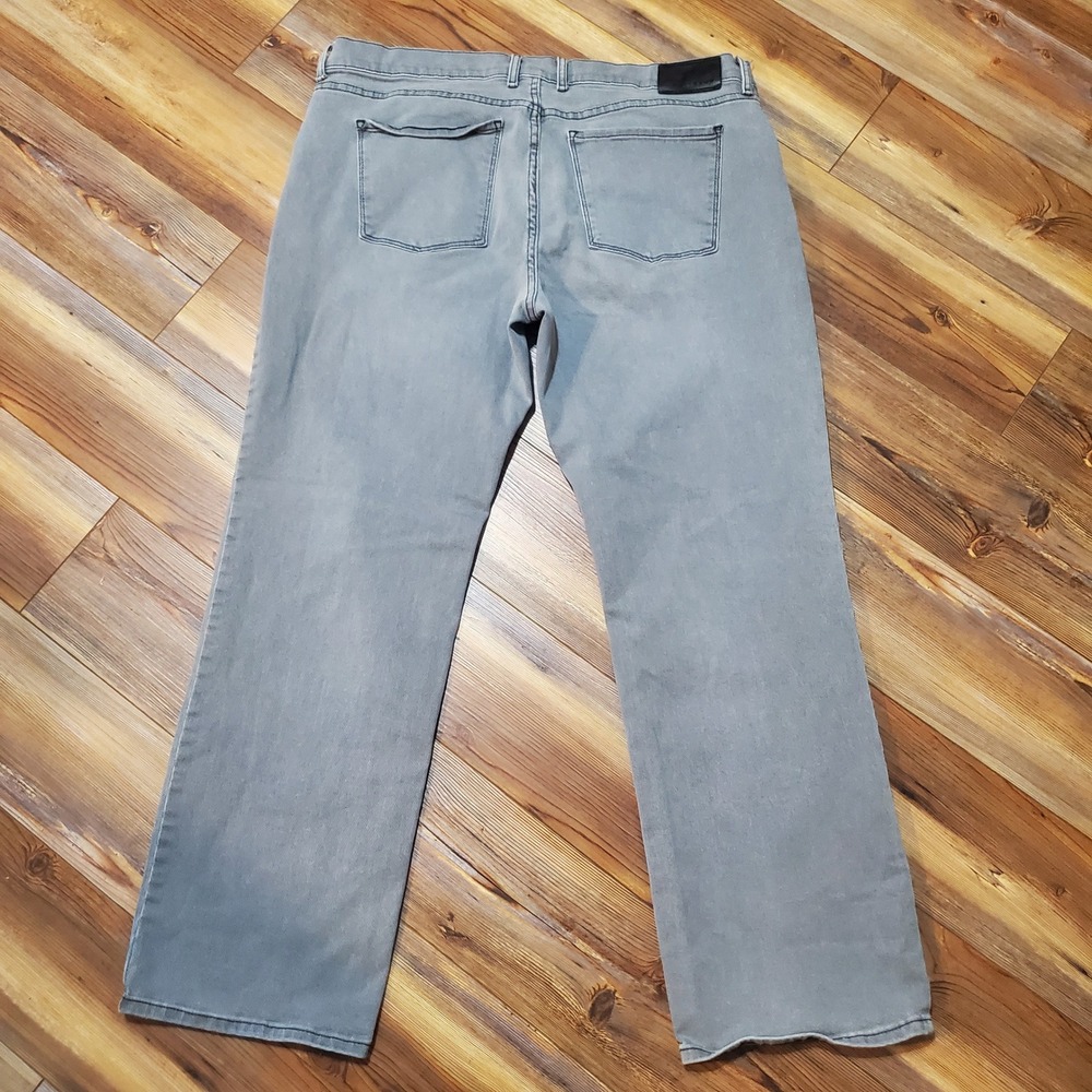 Mott & Bow Mens Straight Leg Jeans Gray Stone Wash 40x32 Stretch Denim Pants